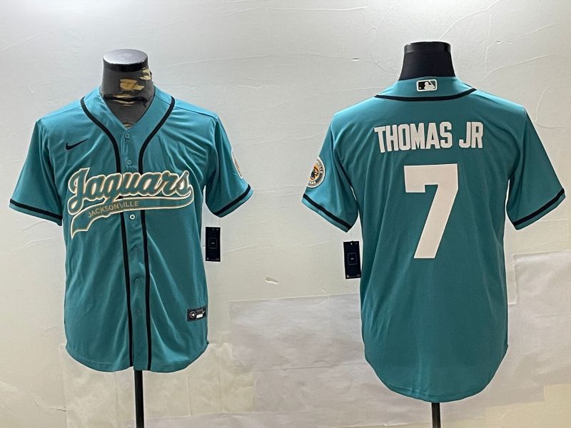 Men Jacksonville Jaguars 7 Thomas jr Green Joint Name 2024 Nike Limited NFL Jersey style 1